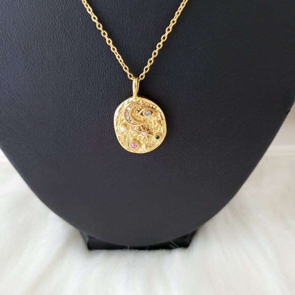 Evil Eye Celestial Skies Stainless Steel Necklace - Gold - Picture 3 of 8